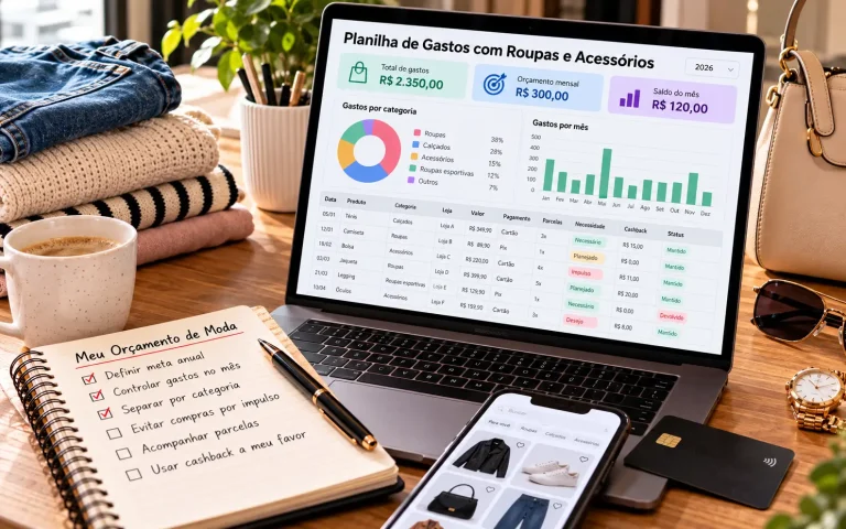 Planilha de gastos com roupas e acessórios: como montar e controlar melhor suas compras